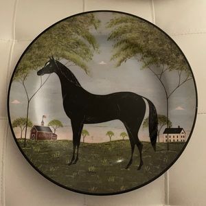 Pop folk art horse US flag plate tray